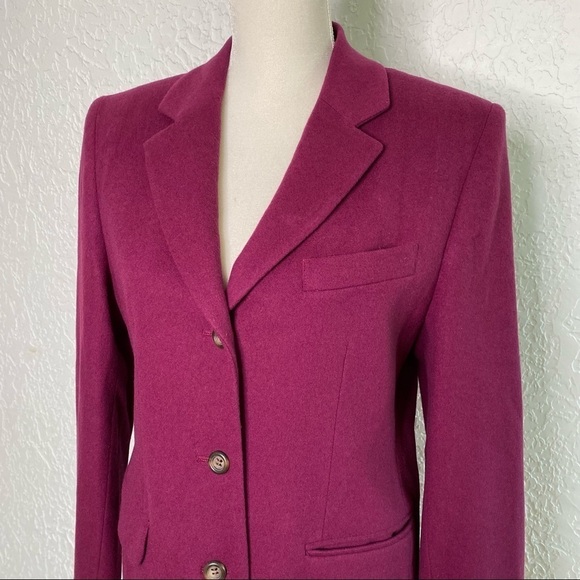 L.L. Bean Purple Wool Cashmere Blend Blazer Jacket Size 10 - Picture 2 of 9